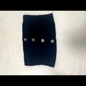 Cute Black Tube Top with Beige Buttons